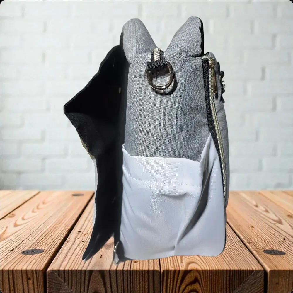 Baby Lamby Neutral Grey & Black Multi-Functional Diaper Bag Backpack